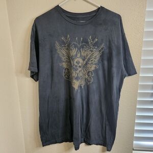 Quiksilver Y2K 90s Charcoal Streetwear T-Shirt with Gold Graphic Size XL